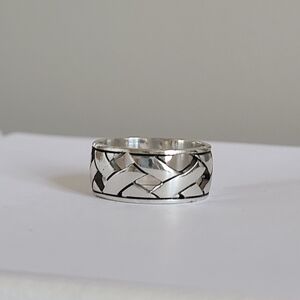 Vintage Woven Braided Celtic Style Thick Band Sterling Silver Ring